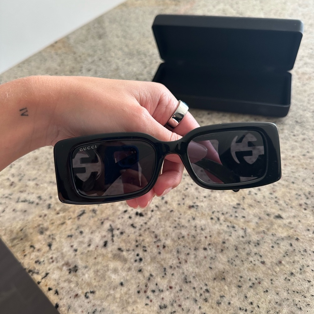 Gucci Black Rectangular Eyewear